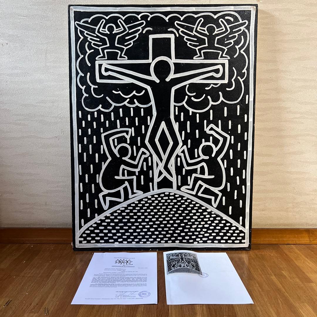 貴重　キース•ヘリング　大型肉筆油彩画