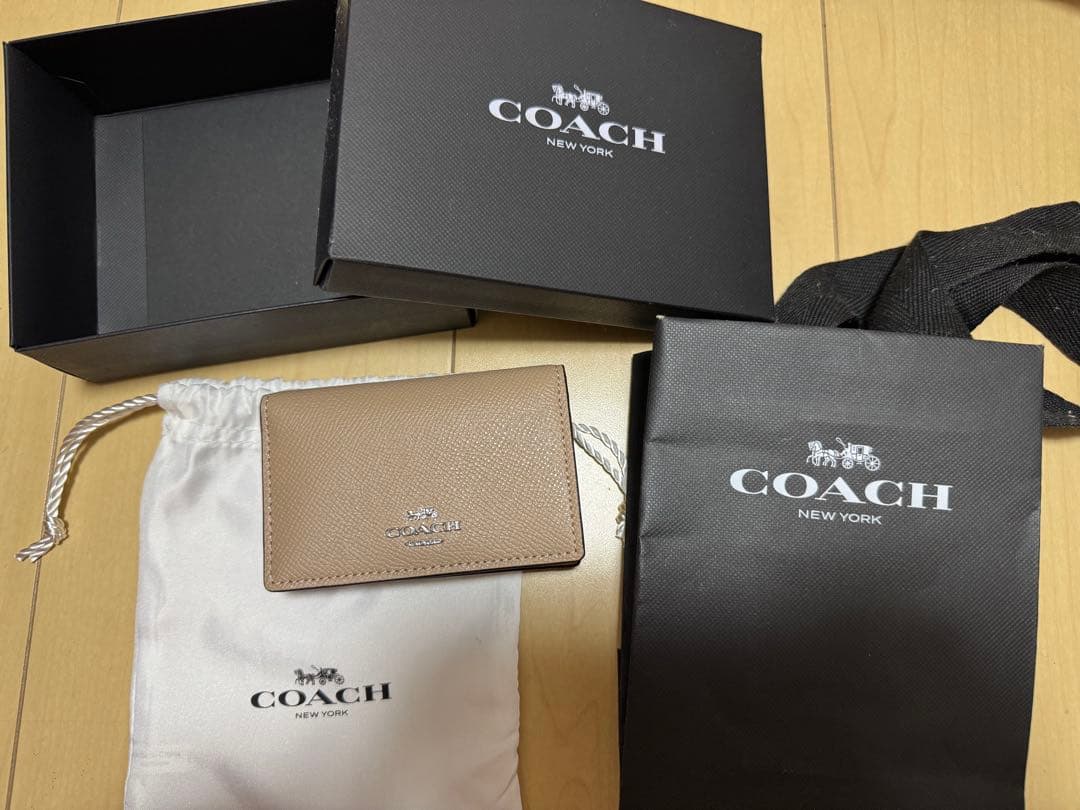 【箱無し】COACH コーチ 名刺入れ カードケース レディース ベージュ