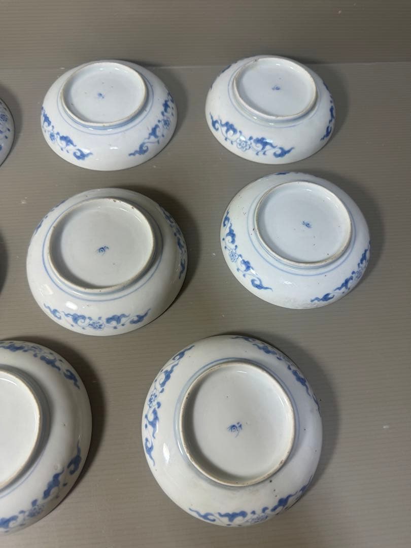 2429 激レア　香蘭社　伊萬里風　色絵龍文　皿　8客　時代物