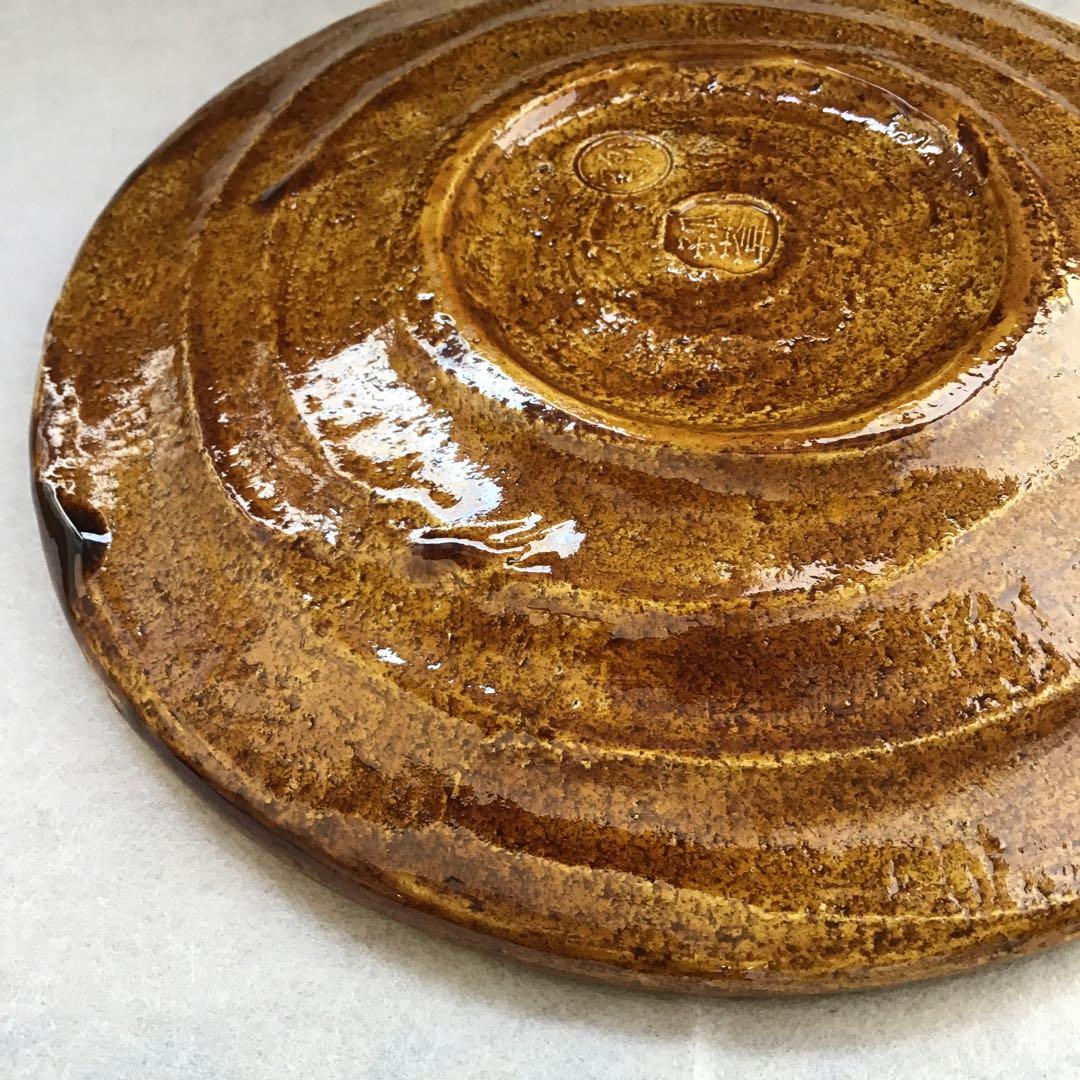 茶道具　飴釉　菓子器　楽焼菓子皿　孤葊(こあん)造　紙箱　S151KZ