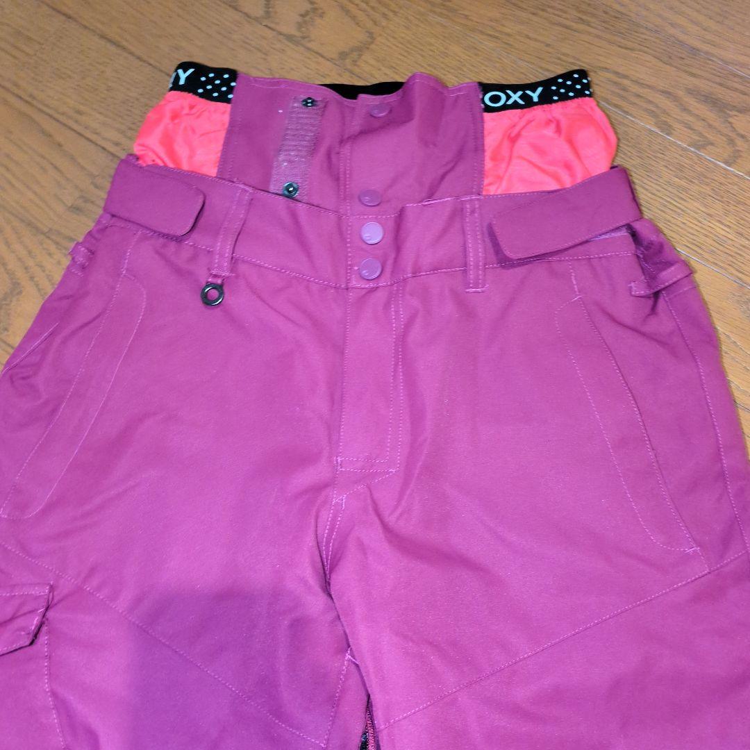 【美品】ROXY　スノボウェア　上下セット　総柄　デニム風　ワインレッド　Ｓ