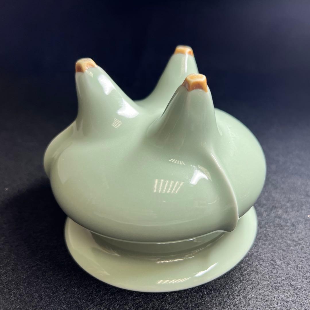 諏訪蘇山　銀火屋40g 青磁香炉　二重箱共箱　東Y8-0210☆2Fトニヒ