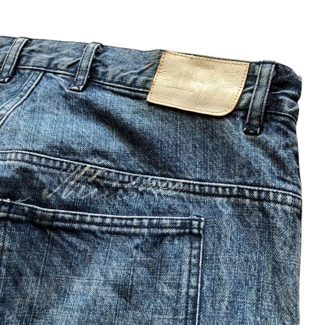 極太00s Mackdaddy ダメージリペア加工バギーデニム B系HIPHOP