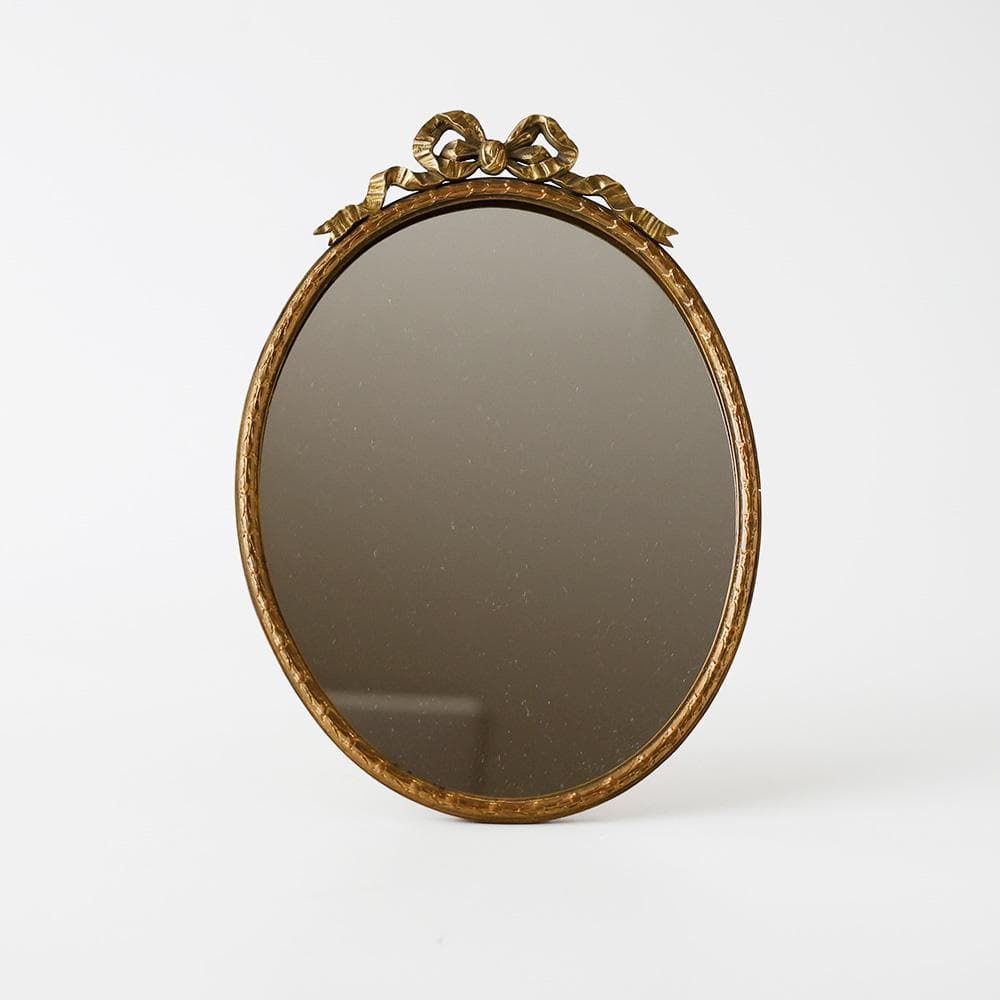 T【希少】フランスアンティークミラー 真鍮製ゴールド