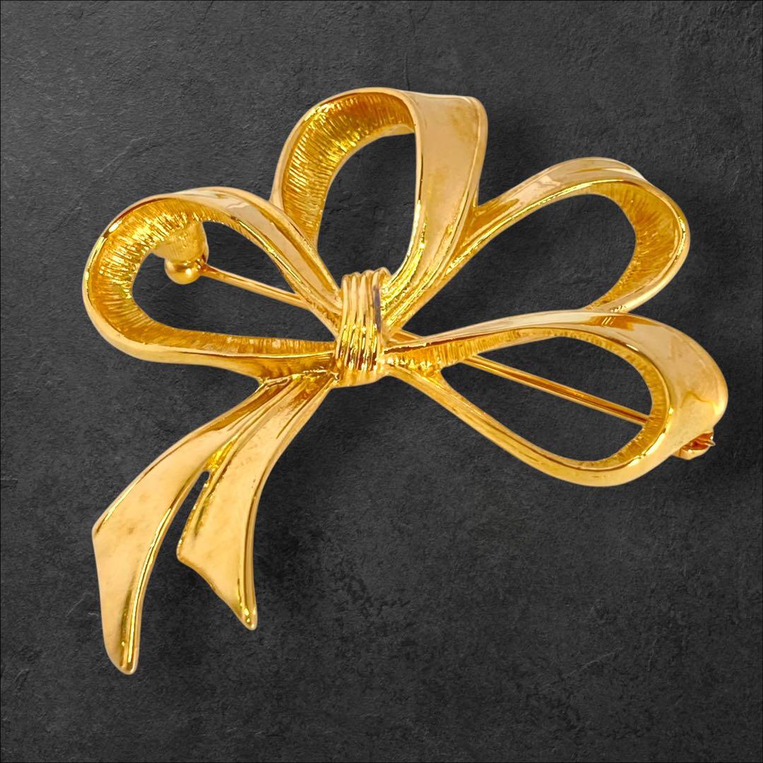 GIVENCHY ジバンシィ リボン ブローチ ゴールド 1-20