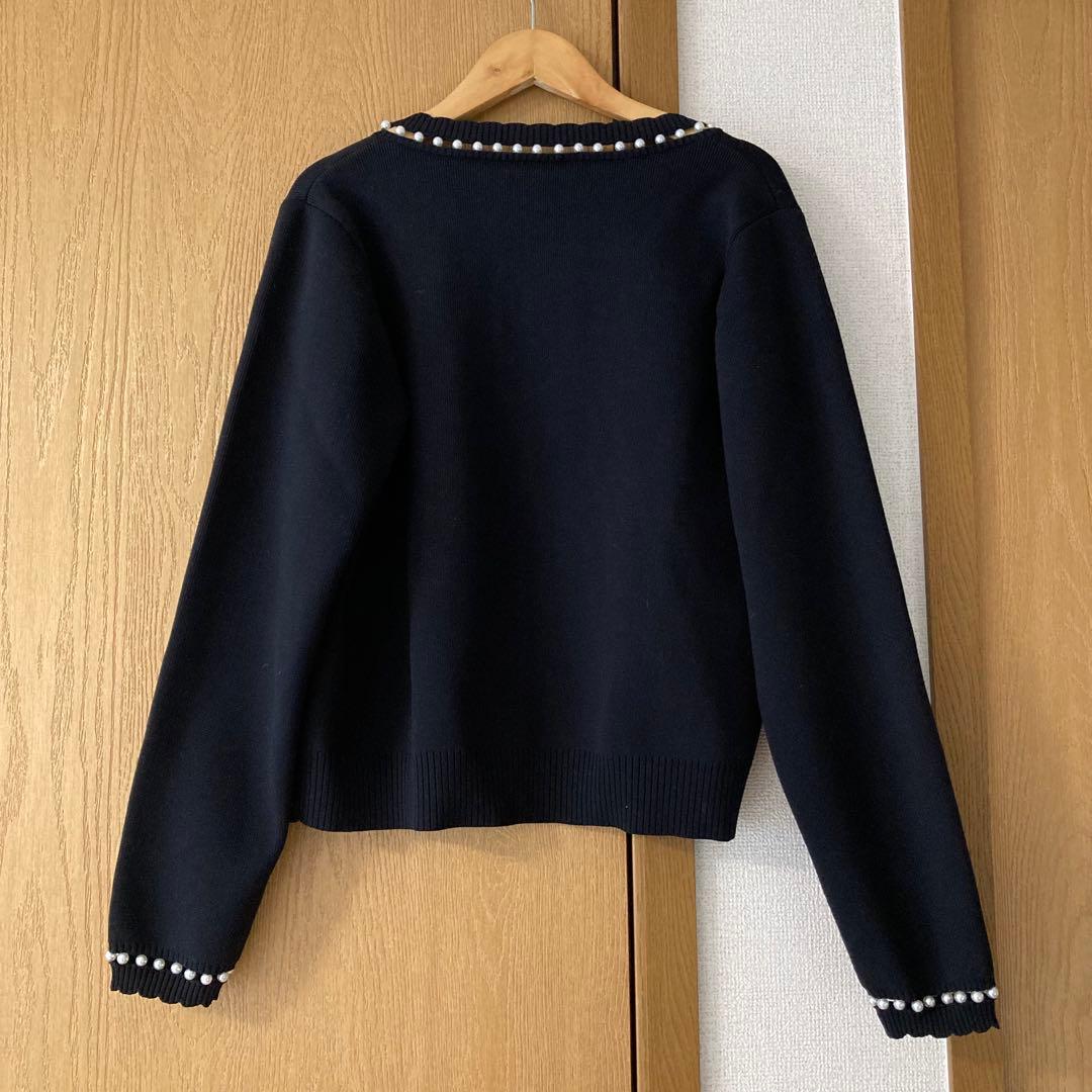 アメノチハレ　パール　ニットカーディガン　黒