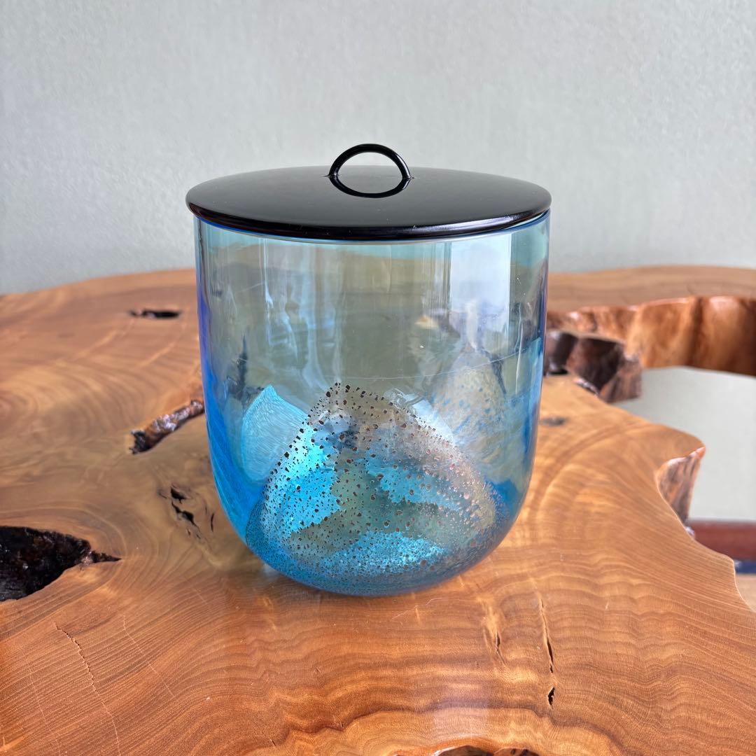 硝子製水指 義山 切箔 金彩