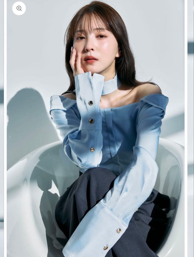 新品 ポローラ ボウタイmany wayオフショルサテンブラウス