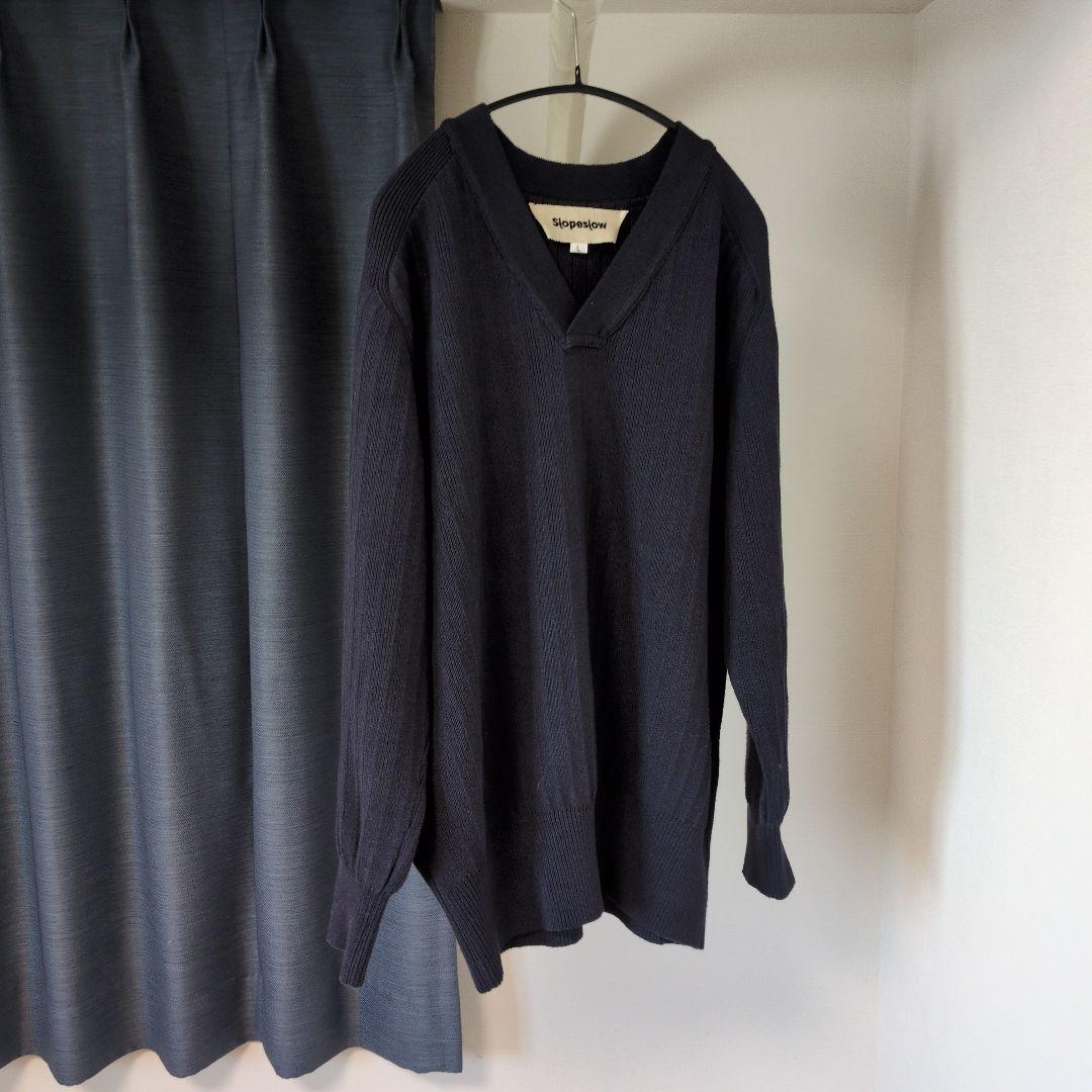 slopeslow コットン和紙オーバーダイクロス Vネック
