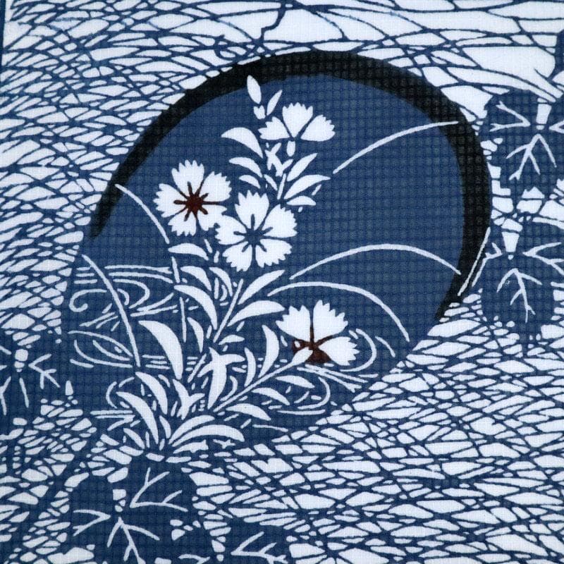 《いー★ハイブリ仕立て＋竺仙浴衣『綿紅梅』小紋■団扇秋草◆反25-16