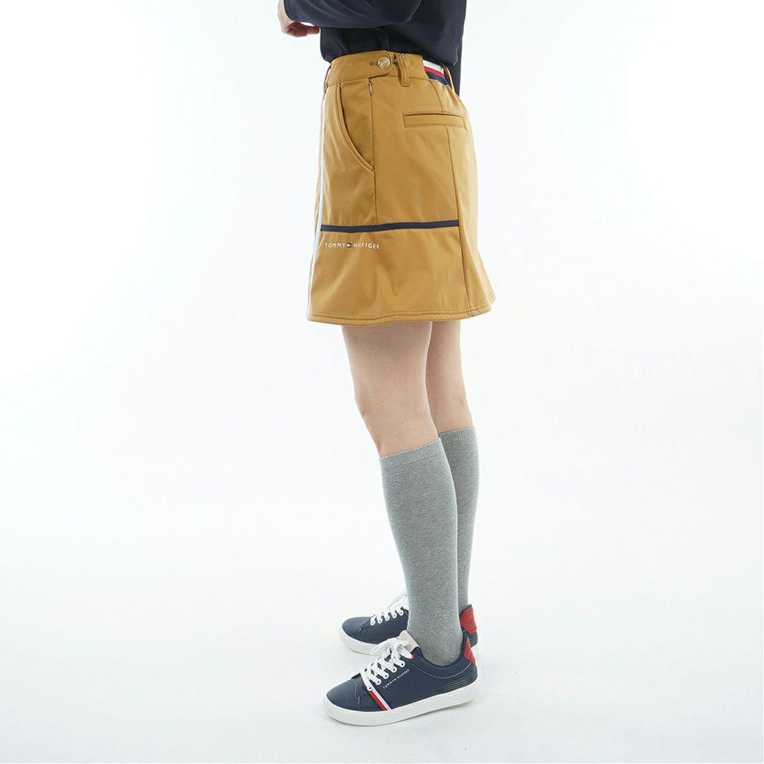 新品★トミーヒルフィガーゴルフ★ウィンドプルーフミニスカート裏起毛ボア★キャメル
