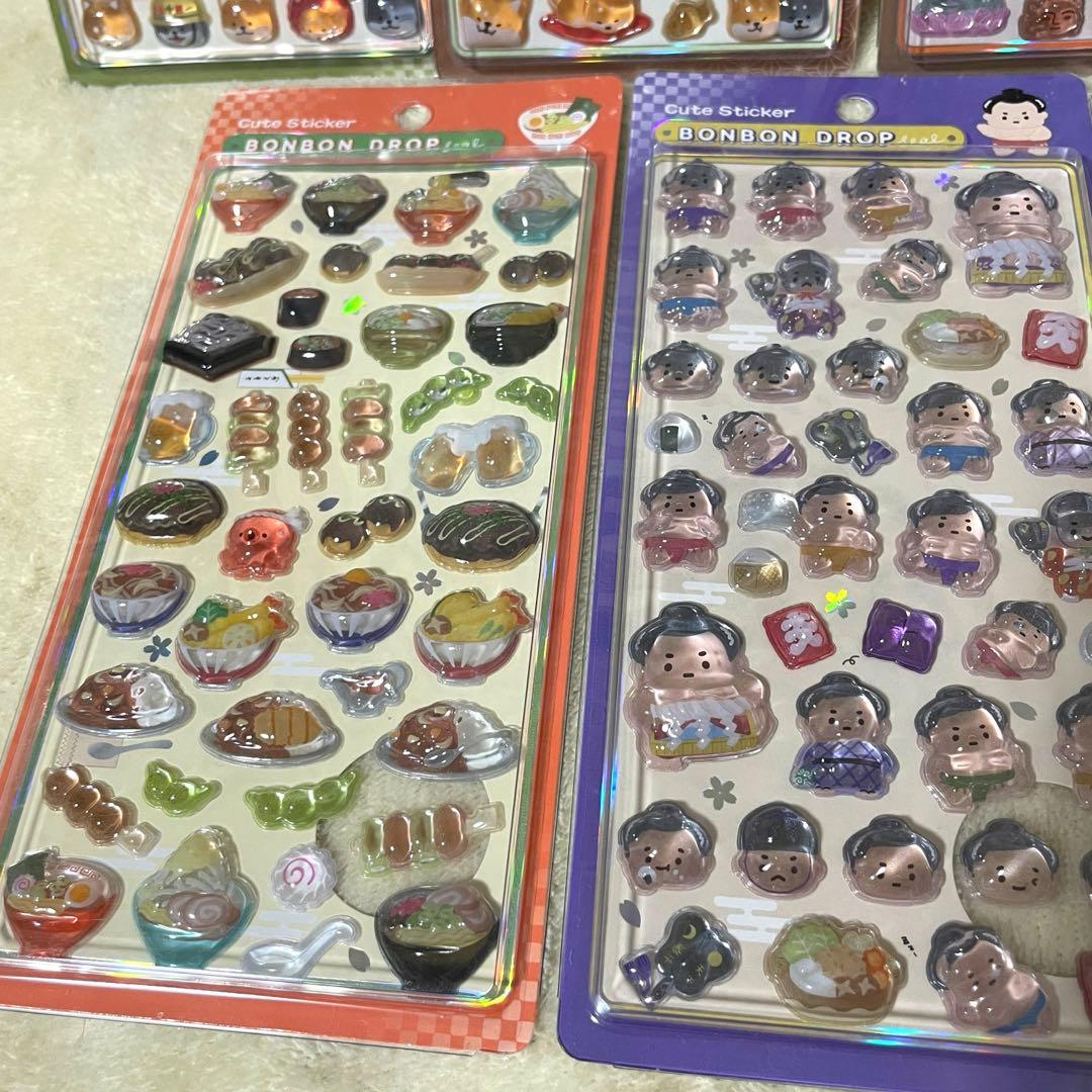 【正規品】ボンボンドロップシール　和柄　柴犬　古都巡り　忍者　日本食　お相撲さん