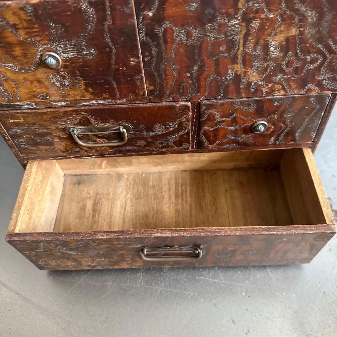 とても味のある裁縫箱ヴィンテージ　木製箪笥 収納に！