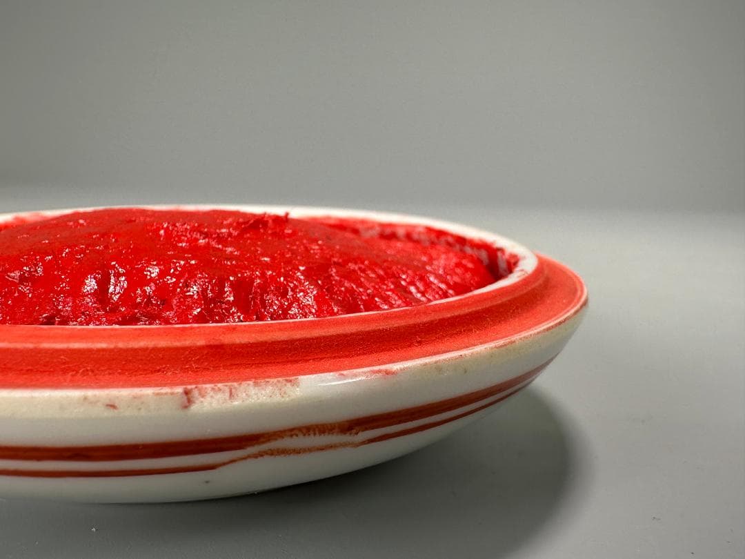 書道具　文房具　景徳鎮製　朱肉　雪景画　乾隆年製　款　時代　唐物