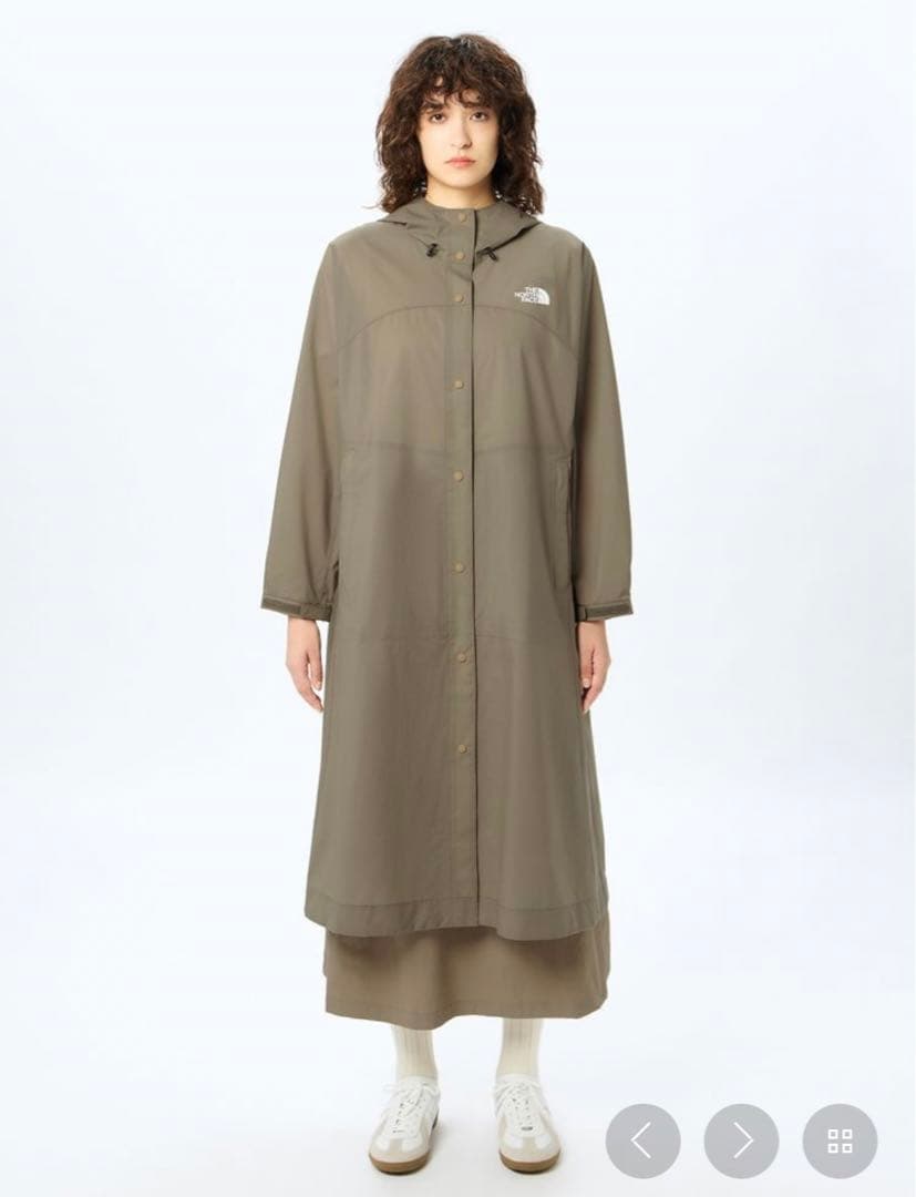 THE NORTH FACE フード付きロングレインコート ベージュ S