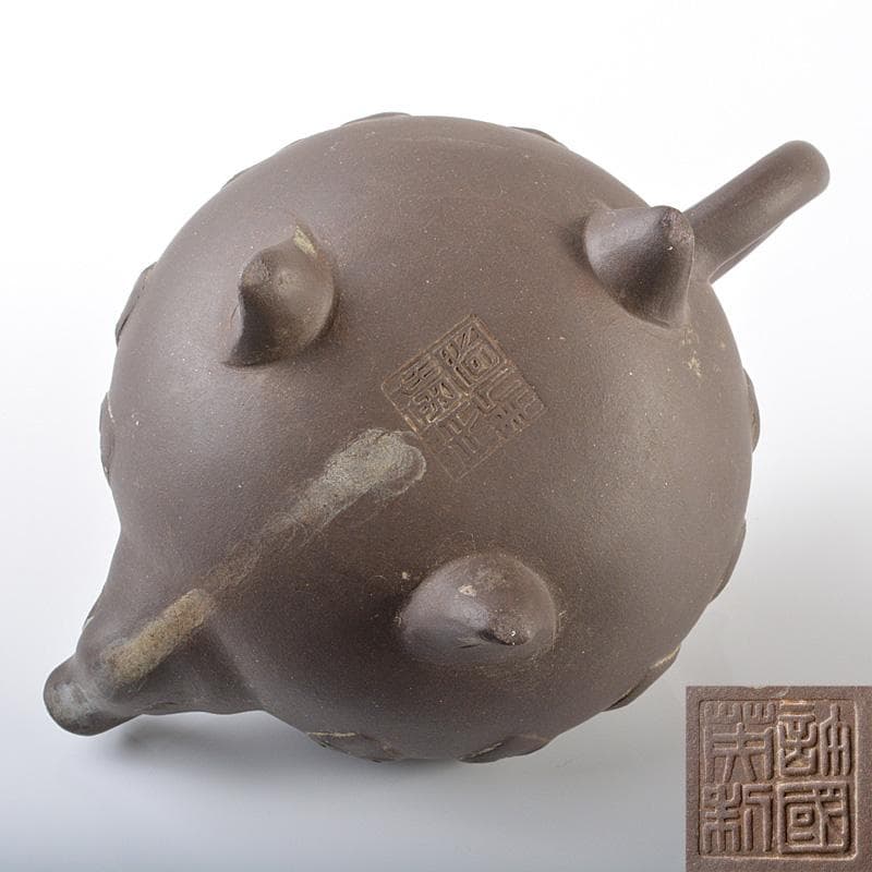 中国　紫砂　朱泥　縄文　急須　茶壷　在銘　C　R6263