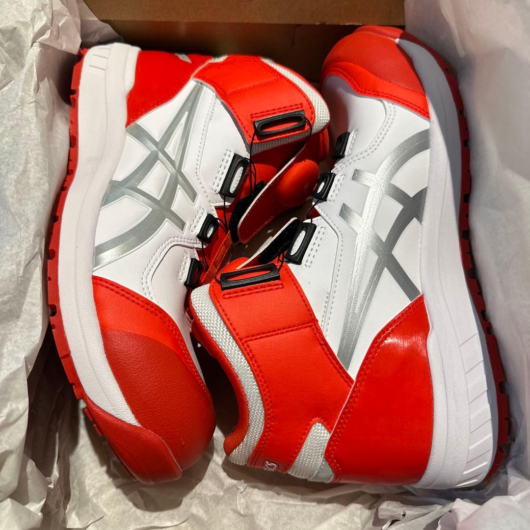 27.0アシックス安全靴　レッド×シルバー【未使用新品】