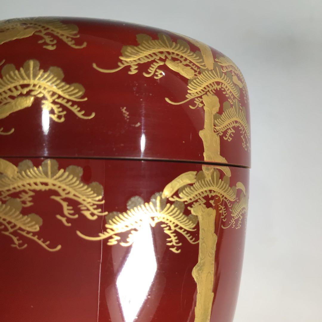 Ｎ５１９　棗　『塗師　哲山作』『溜塗』『遠山蒔絵』『中棗』　共箱　茶道具