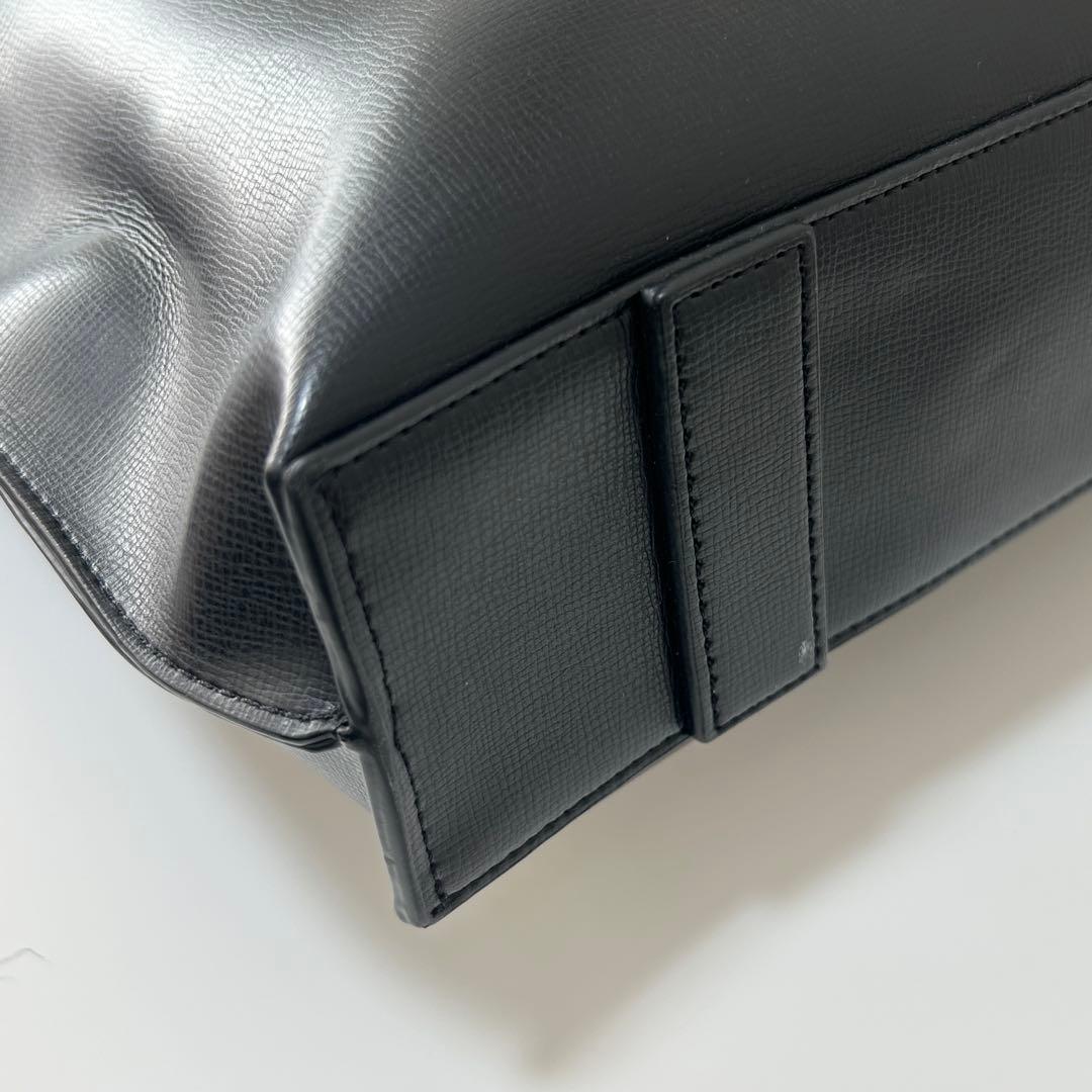 ポールスミス トートバッグ 黒×ターコイズ 本革 ビジネスバッグ A4収納可