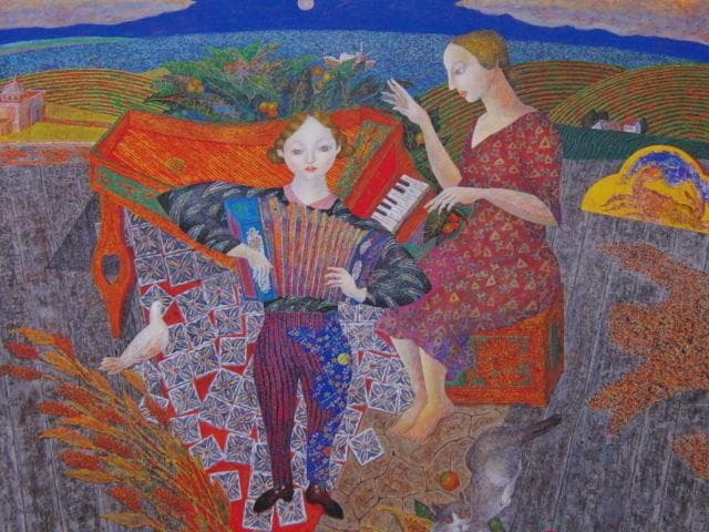 山本達郎、【旋律】、希少な大判額装用画集より、美品、日本人画家、新品額装付