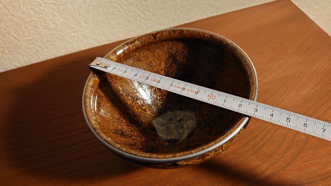 天目茶碗　銀縁 抹茶碗　茶道具　お碗　飴釉　李朝　古玩　アンティーク陶器　１客