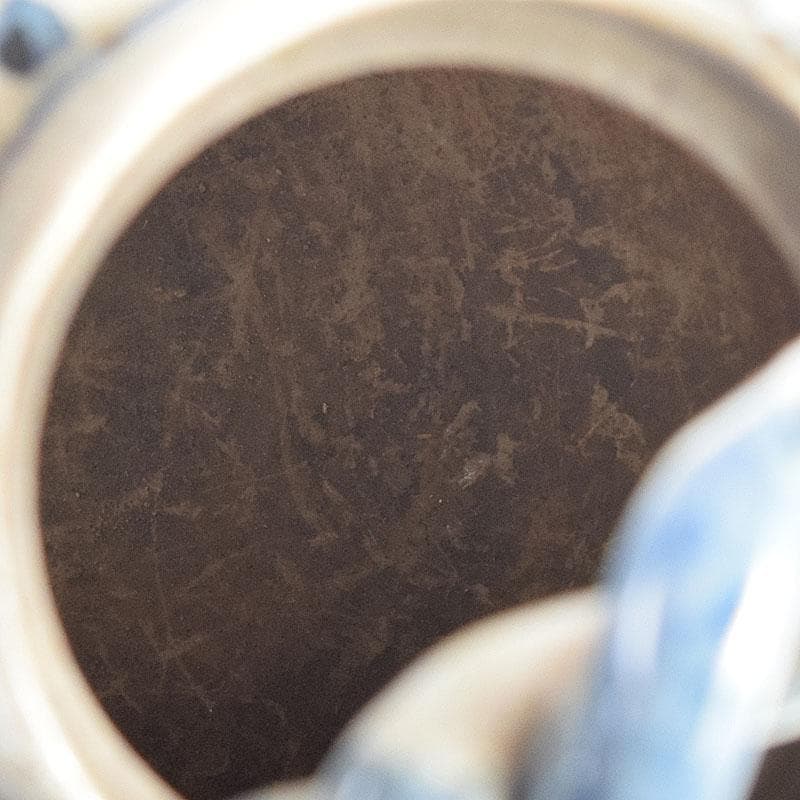 煎茶道具　益子焼　染付花文　大きめ急須　茶壷　時代箱　C　R8055C