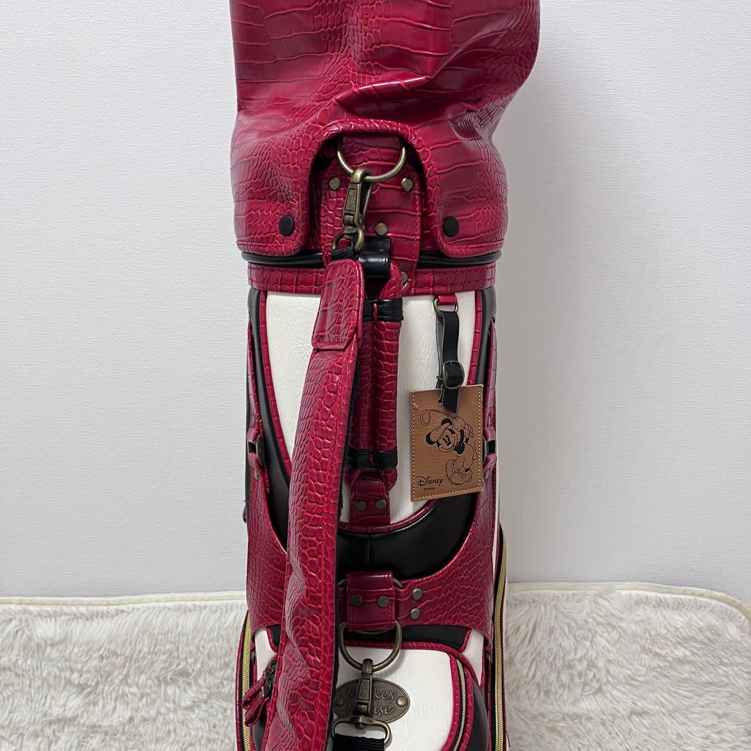 美品 ゴルフ キャディバック ディズニー ミッキー レッド 赤 ネームタグ付