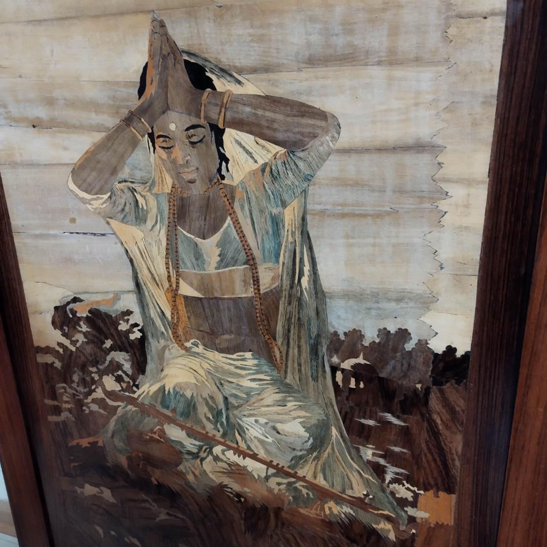 木象嵌　木製絵画　ビンテージ　54年