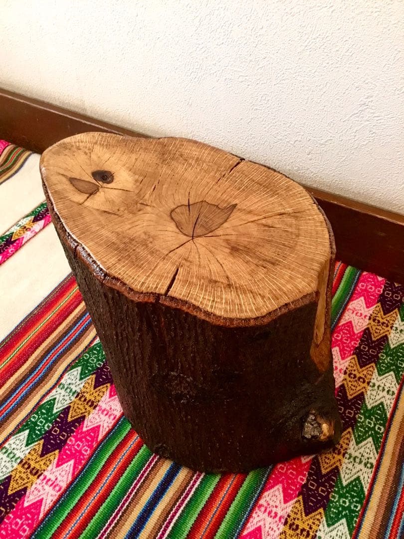 完売　天然樫の木で作成【森を感じられる切り株台】ミニテーブル/切り株椅子