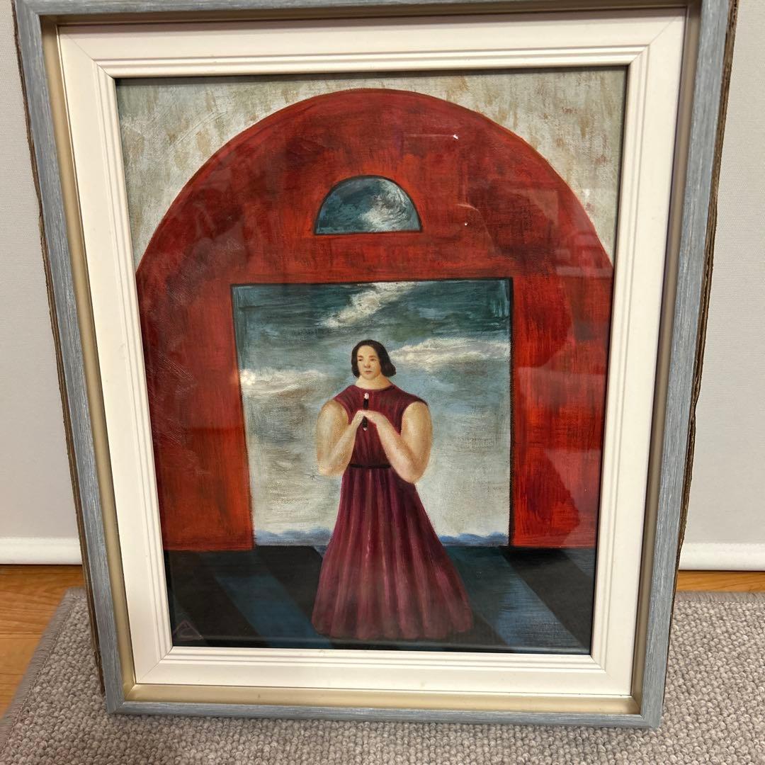 【模写】夭折の天才画家の油彩画　【人物】額装F6号　有元利夫