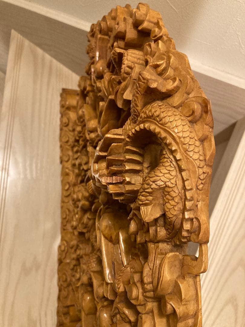 木彫り　一刀彫　9龍　一級品　骨董品