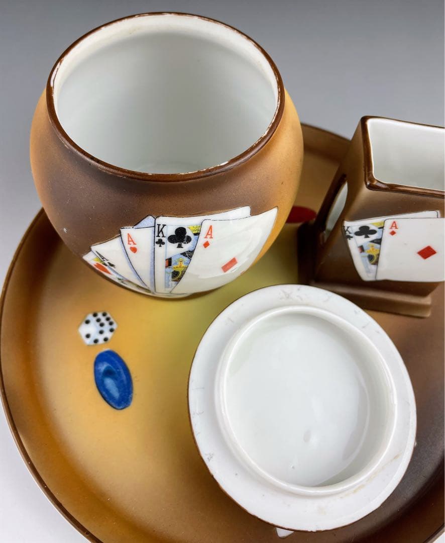 【希少】オールドノリタケ トランプ紋 タバコ入れ マッチホルダー トレイ