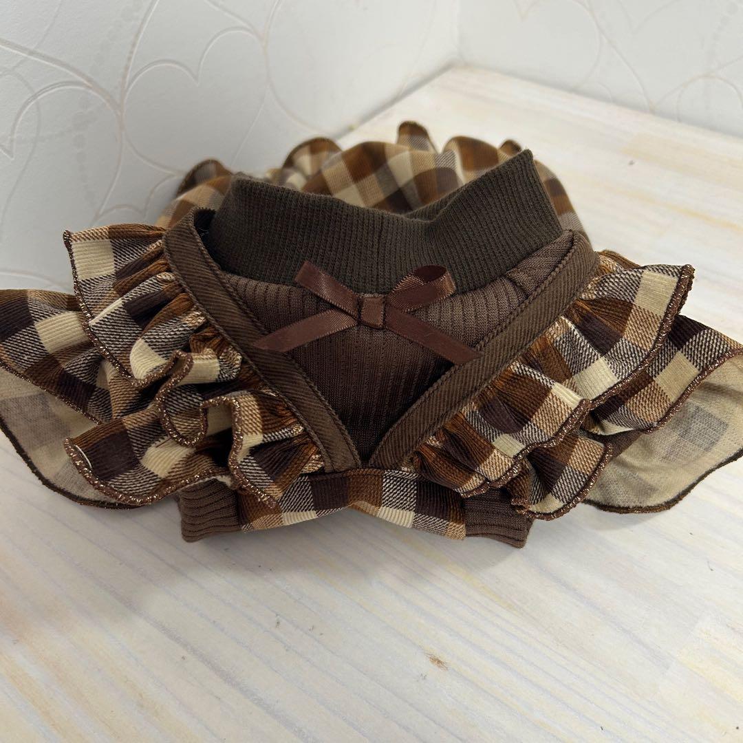 ハンドメイド♡犬服 チョコレートカラーの重ね着風バルーンワンピース