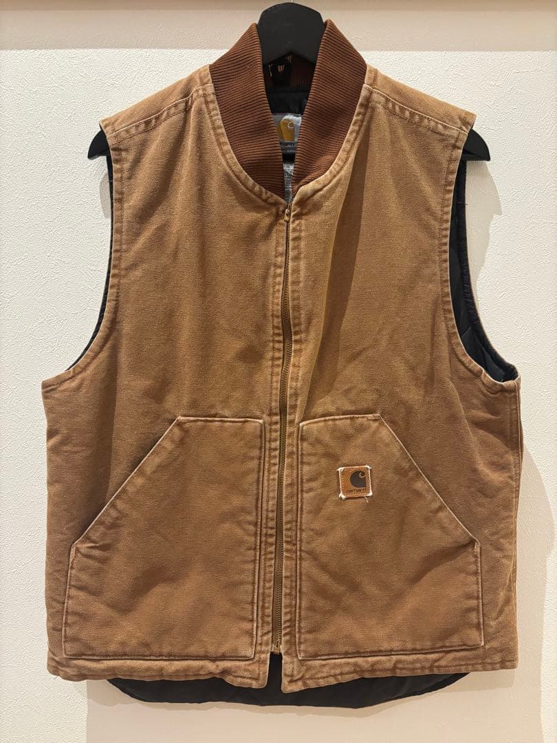 Carhartt ブラウン ダックベスト　キルティング中綿M相当