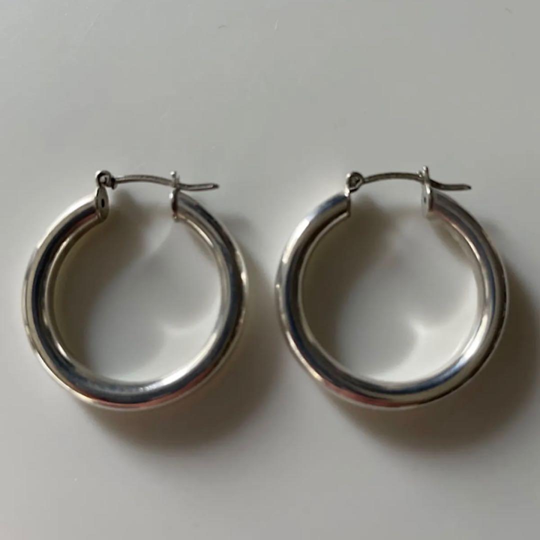 U.S vintage シルバー925 middle hoop ピアス