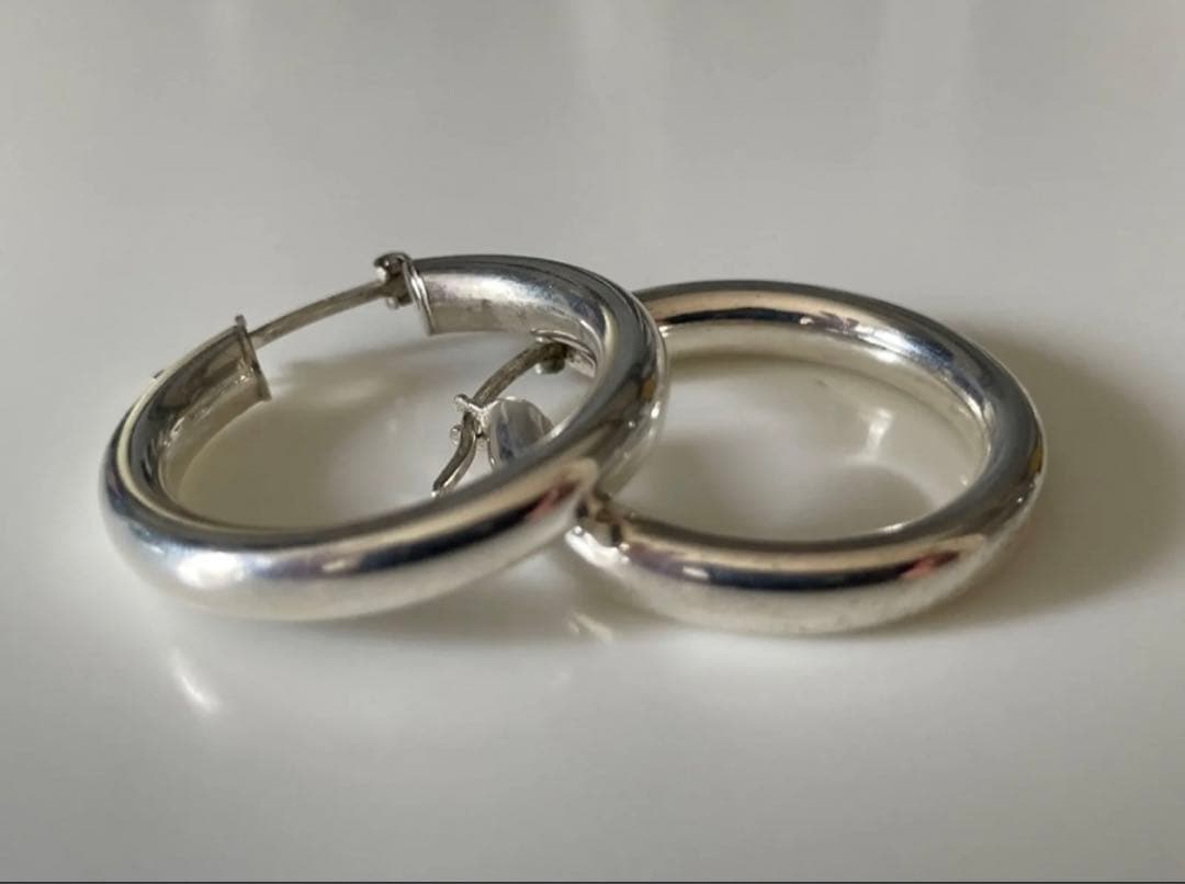 U.S vintage シルバー925 middle hoop ピアス