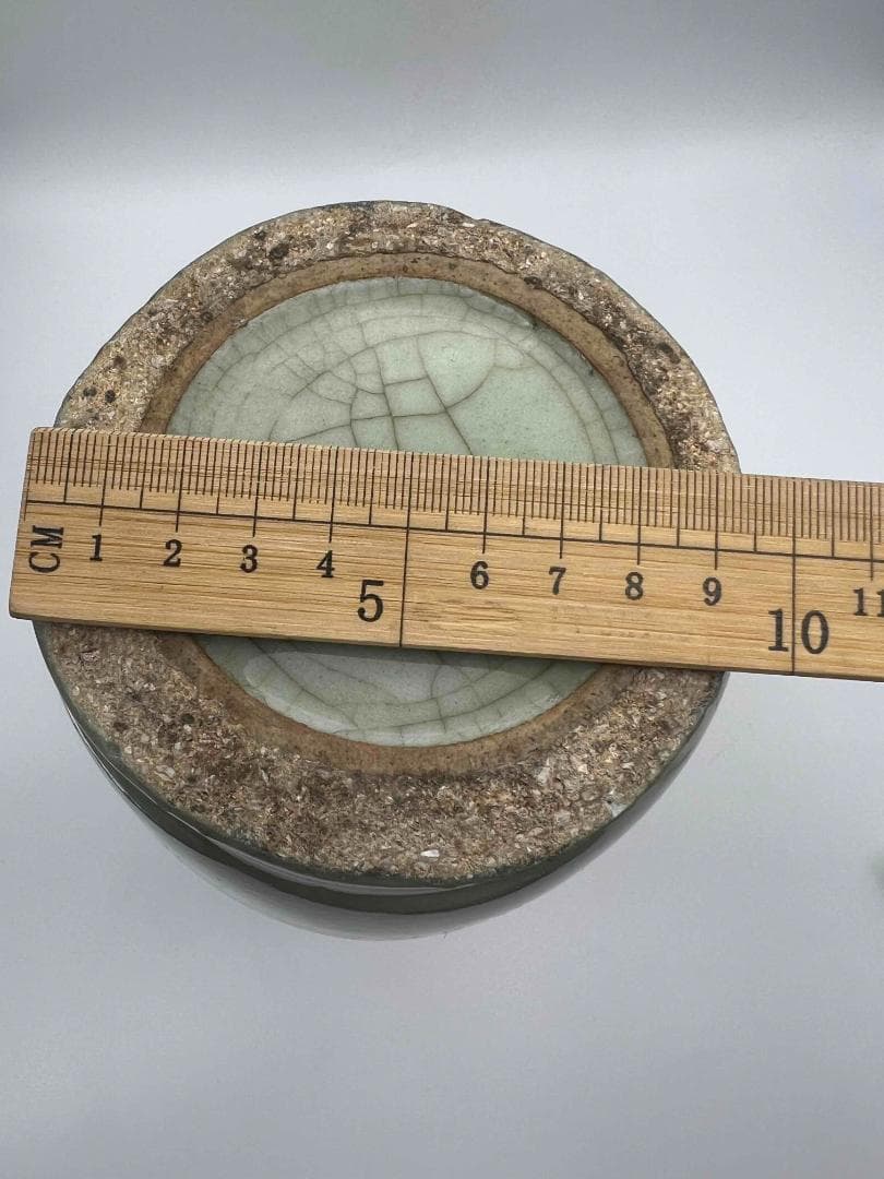 南宋～元時代　青磁貫入花瓶　汝官窯　龍泉窯　花入　茶道具(E-78)