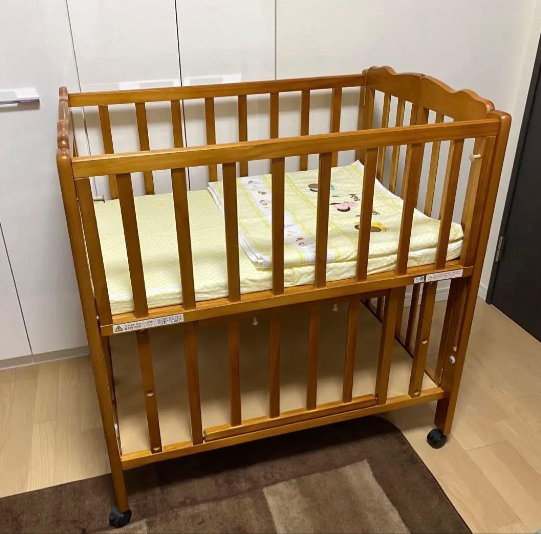 大和屋 パタン 折りたたみ ミニベビーベッド マットレス付き☆