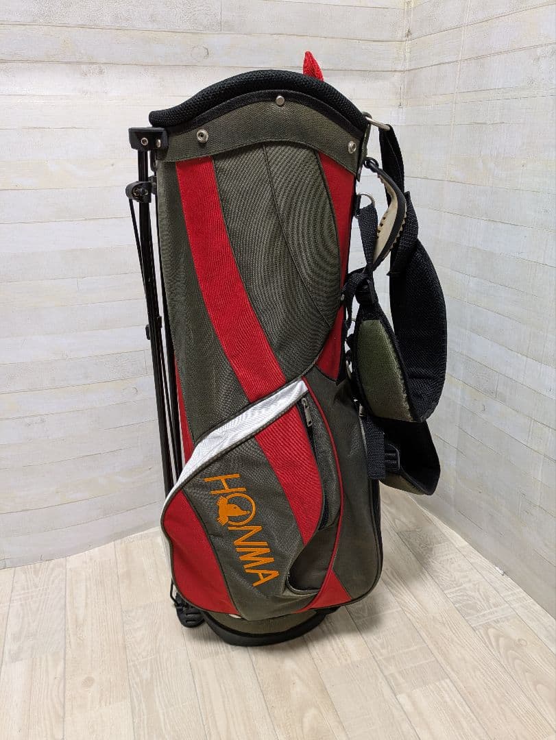 HONMA キャディバッグ スタンド付き レッド✕スモーキーグリーン
