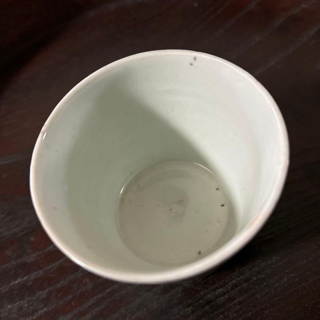 古伊万里染付　格子縞　蔓草文　④蕎麦猪口　江戸初期前期　アンティーク　白磁　李朝