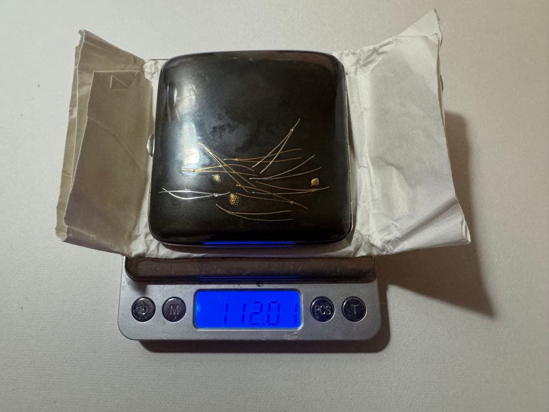 四分一、純金、松葉造嵌シガレットケース