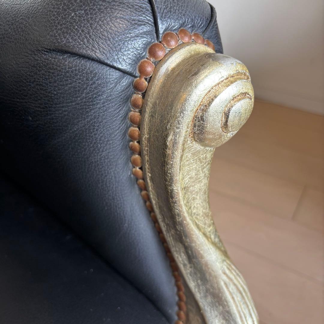 クラシック アームチェア 猫足 1人掛けソファ 本革 イタリア製 ロココ 椅子