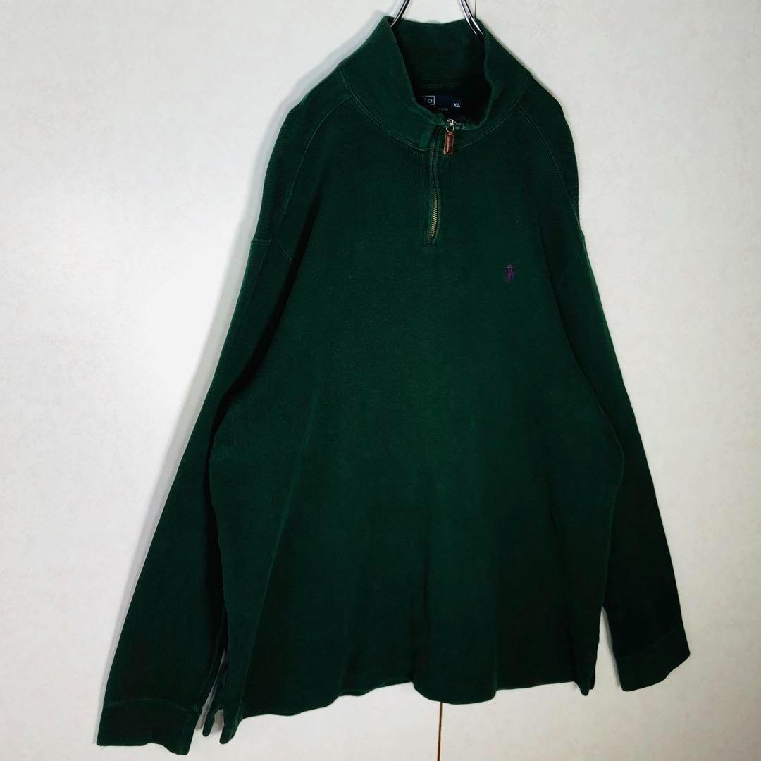 【希少カラー】ポロバイラルフローレン ハーフジップ 刺繍ロゴ ゆるだぼ XL 緑