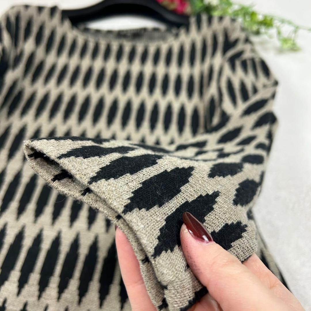 K717 L エトロ イタリア製 ひざ丈ワンピース ブラック グレー レディース