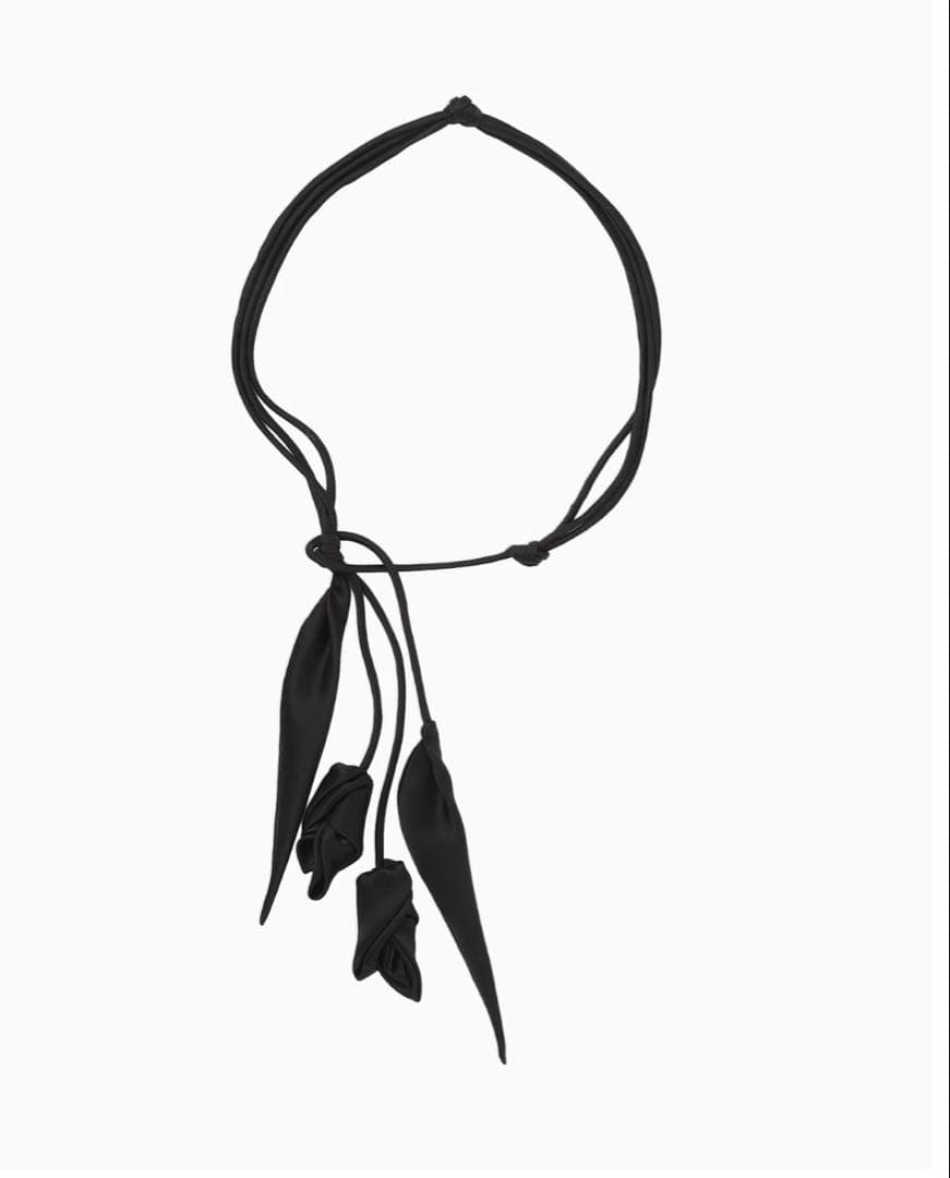 Mame Kurogouchi Floral Motif Silk Belt 黒