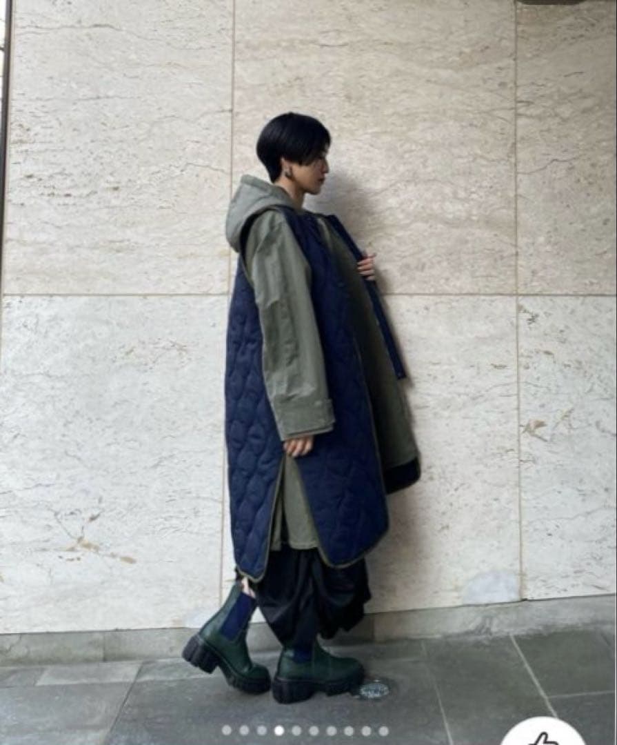 美品★ キルティングベストレイヤードコート