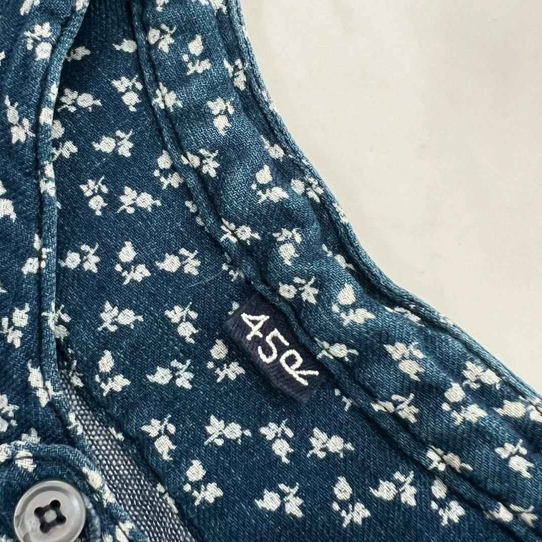 45R インディゴ 小花柄 グーグシャツ ワンピース ロングブラウス