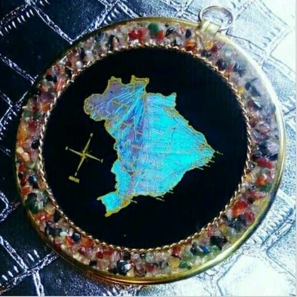 モルフォ蝶 天然石 ブルーモルフォ ブラジル 壁飾り レリーフ オブジェ アート