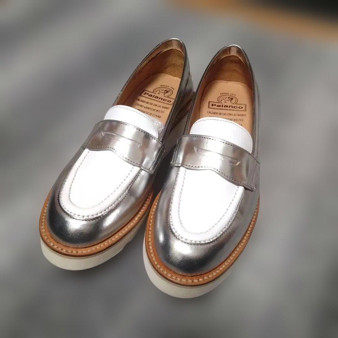 極美品 Palianco シルバー ホワイト ローファー サイズ38