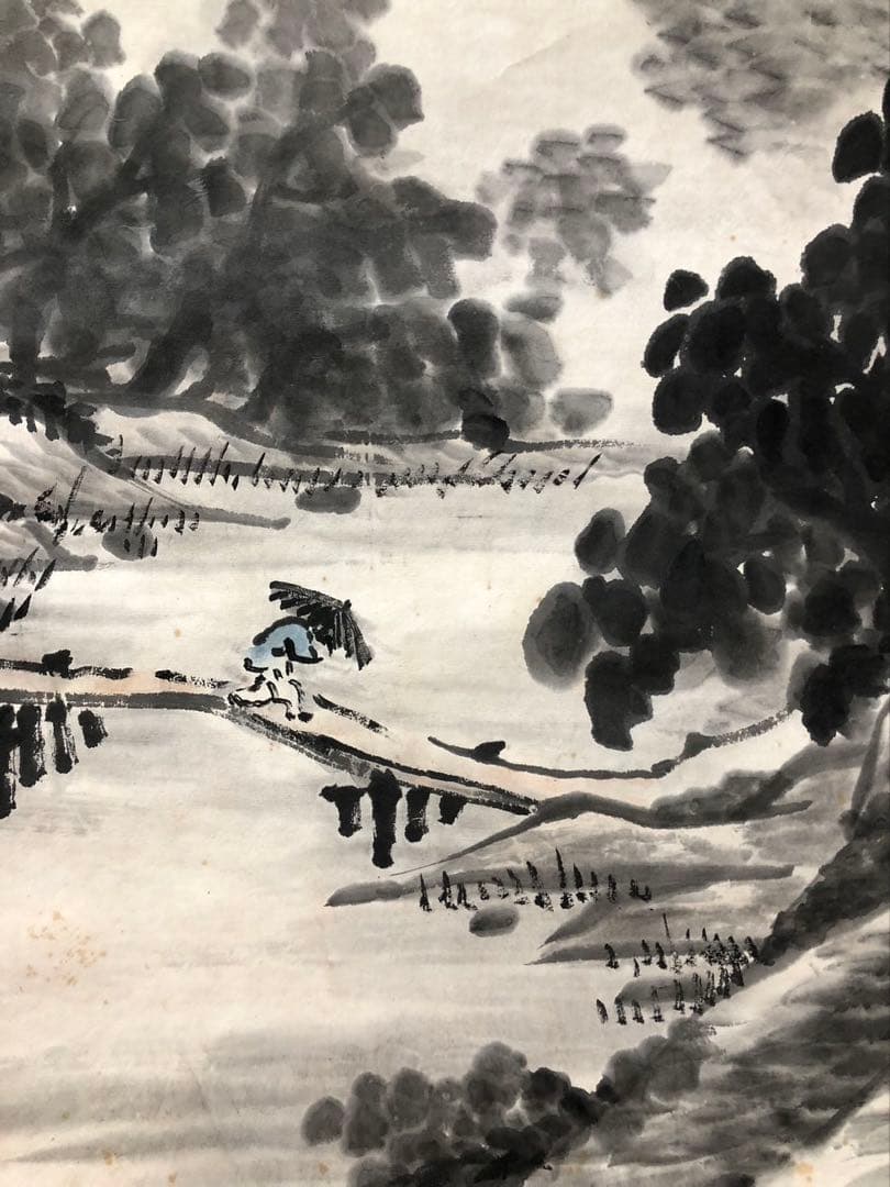 掛け軸　山水　王寅斗 絵［山水図］紙本　肉筆58！